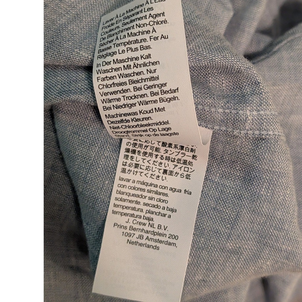J.Crew Slim Linen Cotton Button Front Shirt XXL Blue Short Sleeve Chambray Prep - Picture 4 of 6